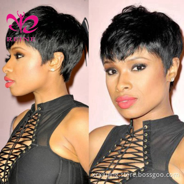 REINE Short Human Hair Wigs Pixie Cut Straight Remy Brazilian Hair for Black Women Machine Made  Cheap Glueless Wig